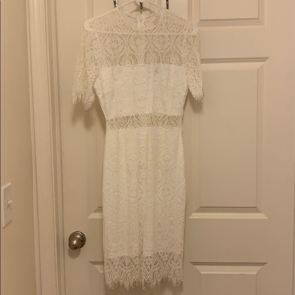 Lulus midi white lace dress